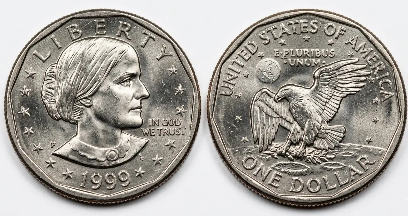 1999 silver dollar extreme macro showing luster and fine coin details